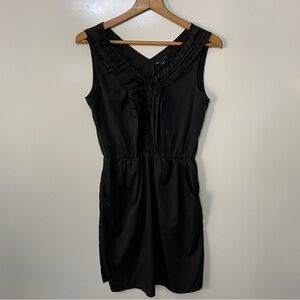GAP Black Ruffled Sleeveless V-Neck Dress,  Size S